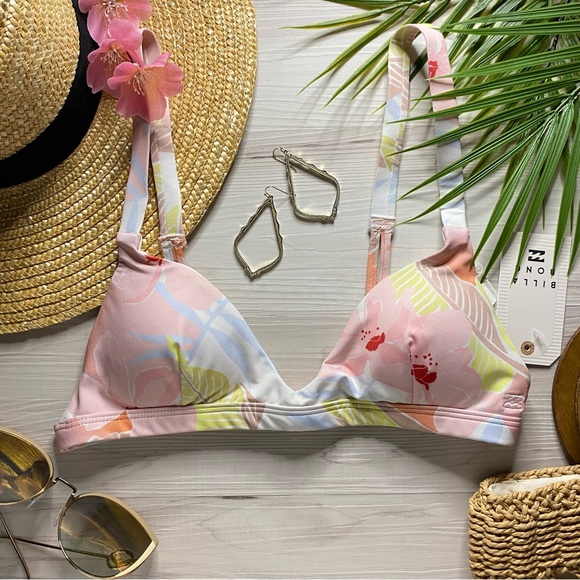 Billabong ☀️ Floral Fixed Tri Bikini Top - Picture 1 of 11
